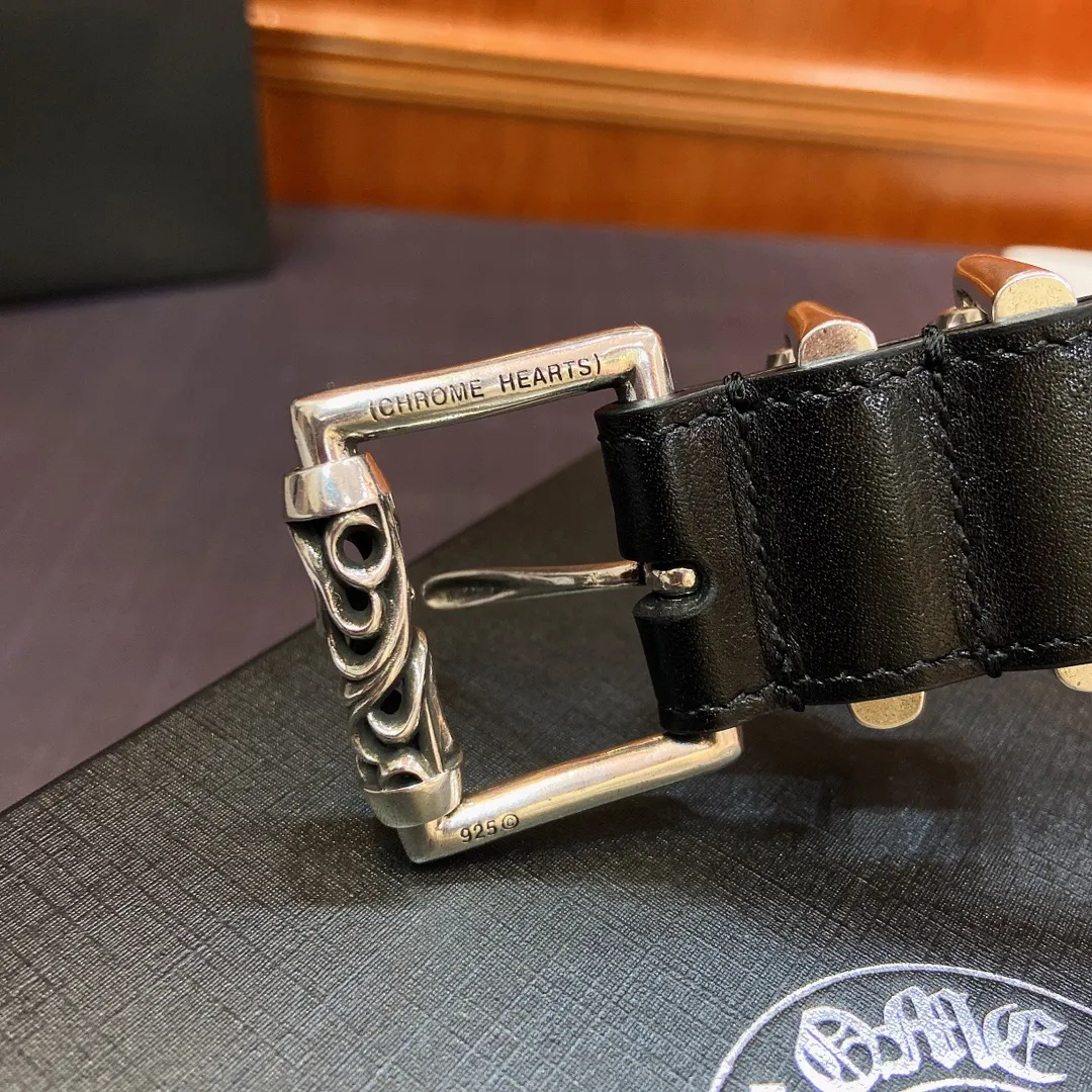 𝐂𝐡𝐫𝐨𝐦𝐞𝐇𝐞𝐚𝐫𝐭𝐬 Kroxin rotating roller pin buckle belt [fixed style], brass silver-plated buckle head and imported oil wax leather belt, very cool. Width 3.0cmp520